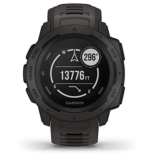 Garmin Instinct, Rugged Outdoor Watch with GPS, Features Glonass and Galileo, Heart Rate Monitoring and 3-Axis Compass, Graphite