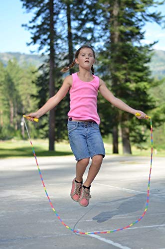 Beaded Kids Exercise Jump Rope - Segmented Skipping Rope for Kids - Durable Shatterproof Outdoor Beads - Light Weight and Tangle Free Exercise Training - Adjustable Kids Jump Rope for Fitness - 7ft