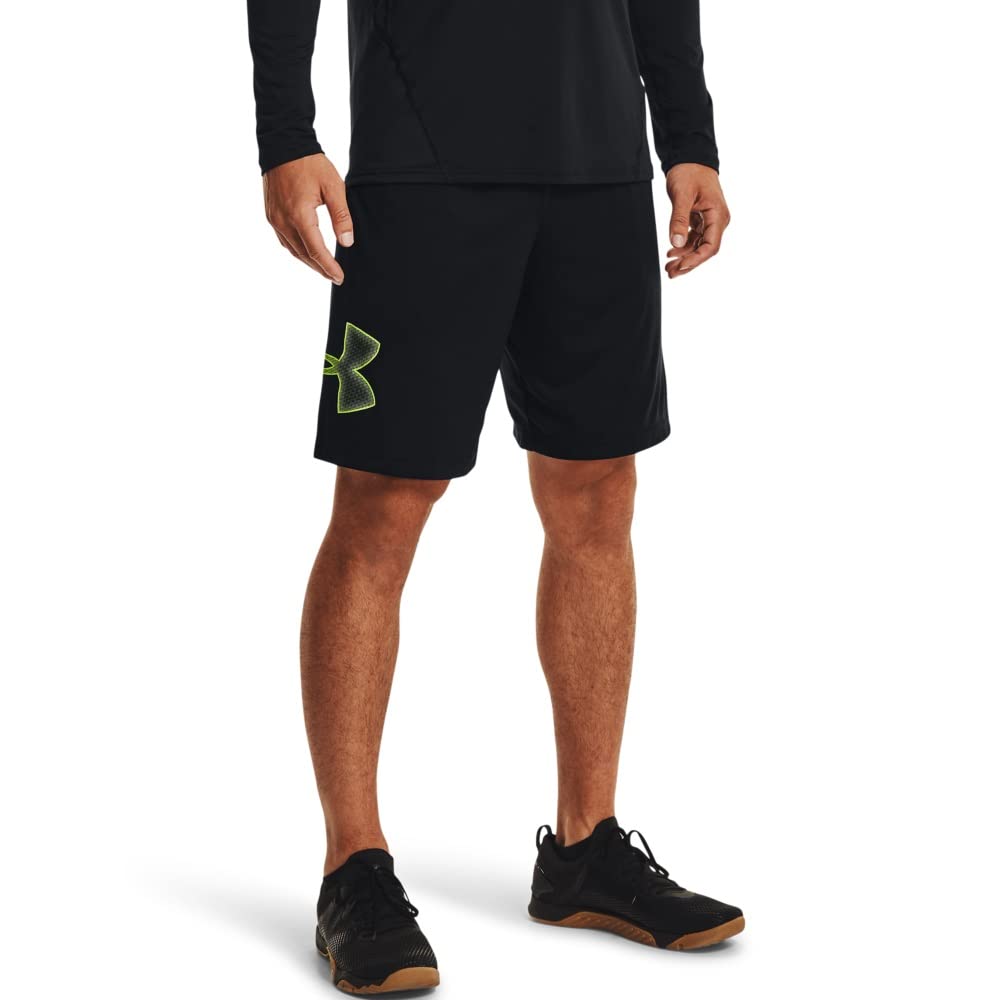 Under Armour Men's Tech Graphic 10" Shorts, Black (008)/High-Vis Yellow, Large
