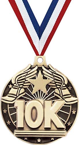 10K Medals, 2" Gold 10K Race Medal Award with Free Custom Engraving 50 Pack