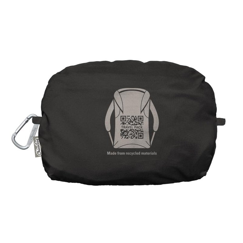 ChicoBag Travel Pack rePETe + Refine | Eco-friendly Lightweight and Packable Travel Backpack (Obsidian)