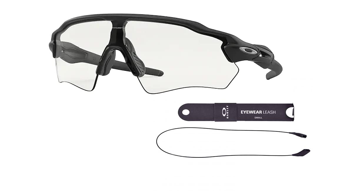 Oakley Radar Ev Path OO9208 920874 38MM Matte Black/Clear Rectangular Sunglasses for Men + BUNDLE Accessory Leash + BUNDLE with Designer iWear Eyewear Kit