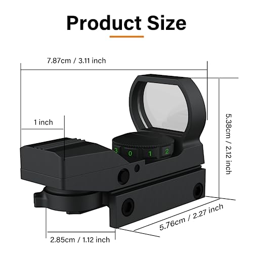 Reflex Sight, Red Dot Sight for 22LR with 4 Reticles, 1X22X33, Red/Green (Black)