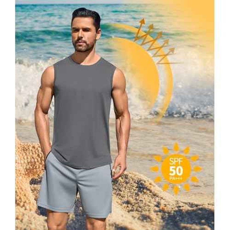 Men's Gym Tank Top Quick Dry 3 Pack UPF 50+ Sleeveless Workout Shirts Summer Sun Protection Running Tank Tops