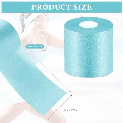 Nuanchu 30 Yards Pre-wrap Athletic Tape Foam Underwrap Tape Foam Underwrap Bandage for Hair Soccer, Sports Wrists Elbows Knees Ankles, 2.76 Inches(Turquoise)