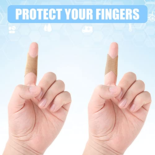 Sinmoe 100 Pieces Flexible Fabric Adhesive Bandages Knuckle and Fingertip Bandages Variety Pack for Wound Care Bulk Pack for First Aid Kits in 2 Sizes, 3 x 1.5 Inch, 1.8 x 2 Inch(Brown)