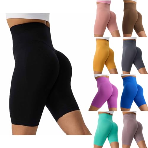 Gcvizuso Womens Biker Shorts Shorts for Women High Waisted Workout Yoga Pant Plus Size Gym Biker Short Athletic Tummy Control Solid Leggings Today Clearance