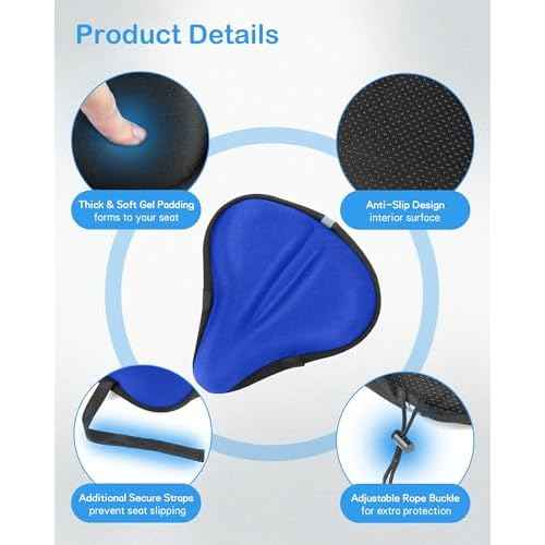 Gel Bike Seat Cover, Bicycle Seat Covers, Adjustable Bike Seats Cushion for Women Men Comfort Compatible, Suitable for Outdoor and Indoor (11x10 inch)