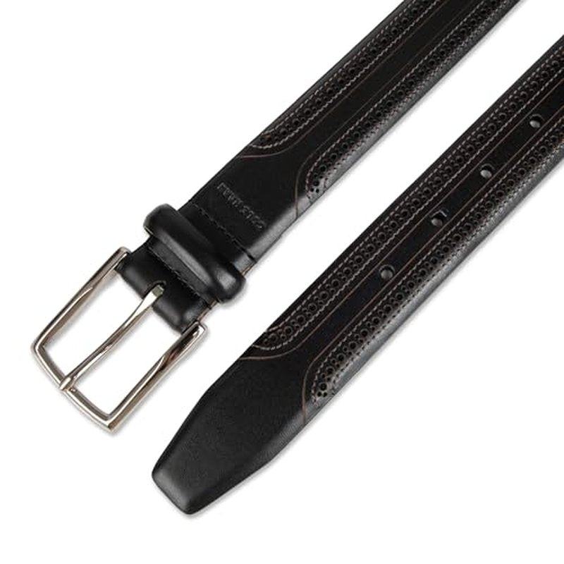 Cole Haan mens Black Leather Dress Belt - Classic Style With Polished Buckle for Work Or Formal Wear