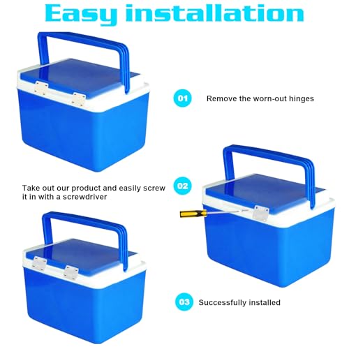 Coleman Cooler Hinges Replacement with Screws, Durable ABS Plastic Hinges & Stainless Steel Screws, Fits Coleman, Rubbermaid Ice Chest Cooler Parts, Camping Cooler Accessories, 2 Pack