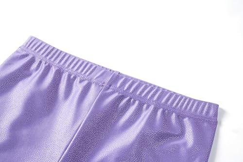 Arshiner Girls 4-5T Purple Gradient Leopard Gymnastics Leotard & Sparkly Dance Shorts Set