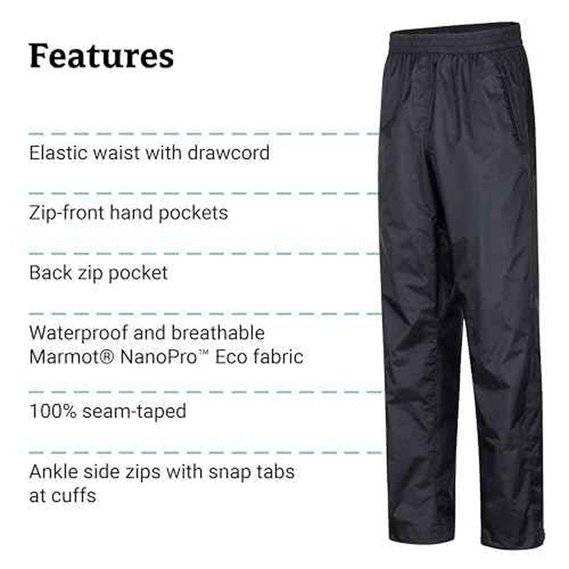 MARMOT Men's Precip Eco Rain Lightweight, Waterproof, Packable Hiking Pants Made with Recycled Materials