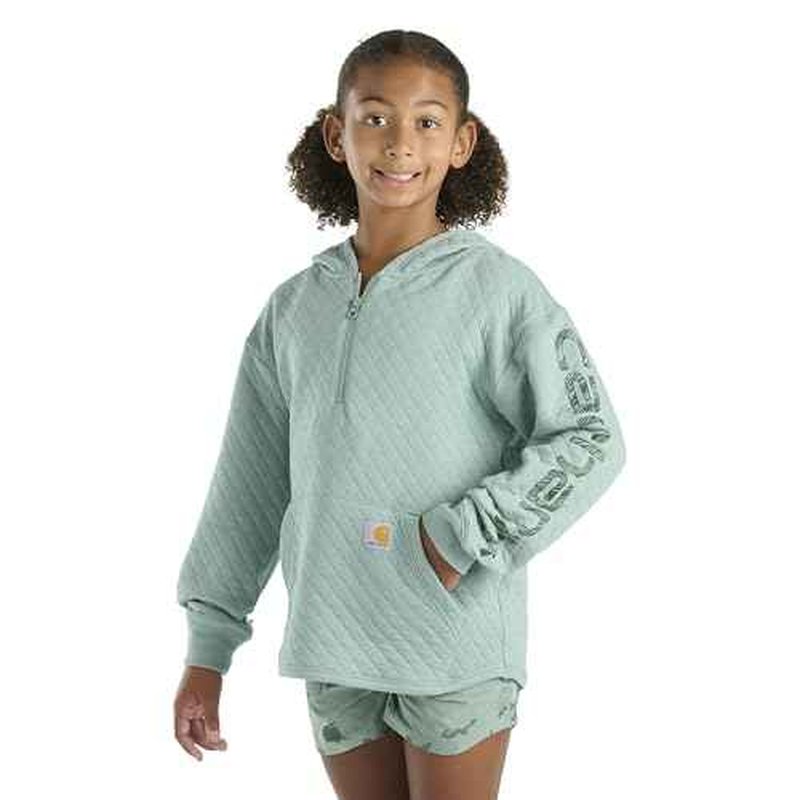 Carhartt Kid's CA7108 Long-Sleeve Quilted Jersey Half Zip Sweatshirt - Girls