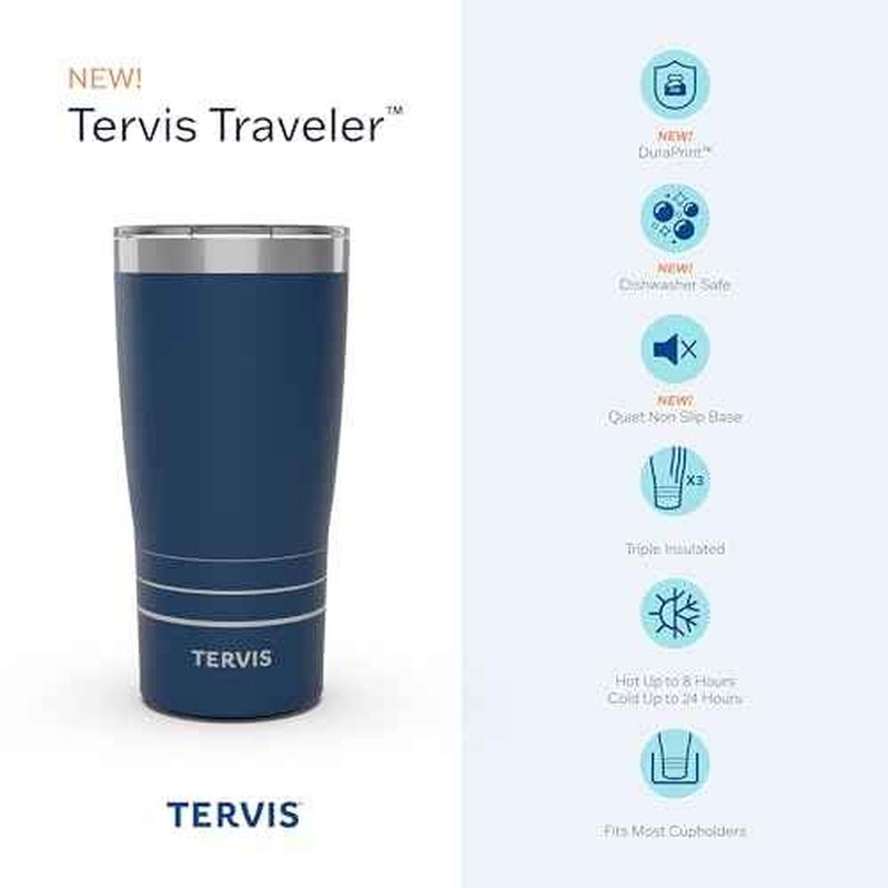 Tervis Traveler Rainbow Flavor Ombre Triple Insulated Tumbler Travel Cup Keeps Drinks Cold & Hot, 20oz, Stainless Steel