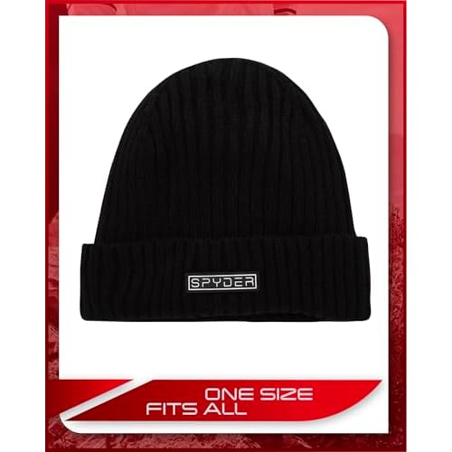Spyder Knitted Mens Beanie - 1 Pack/2 Pack Cozy Rib Knit Beanie for Men - Warm Winter Hat Skull Cap w/Embroidered Logo Patch