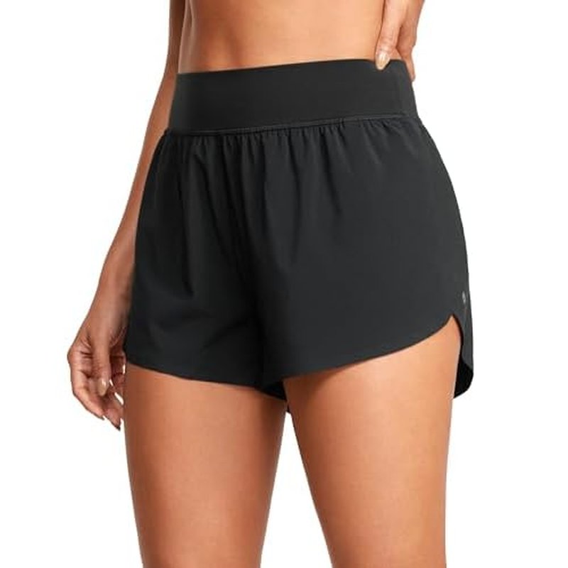 CRZ YOGA High Waisted Split Running Shorts for Women 3" - Comfy Mesh Liner for Workout Athletic GymTrack Quick Dry