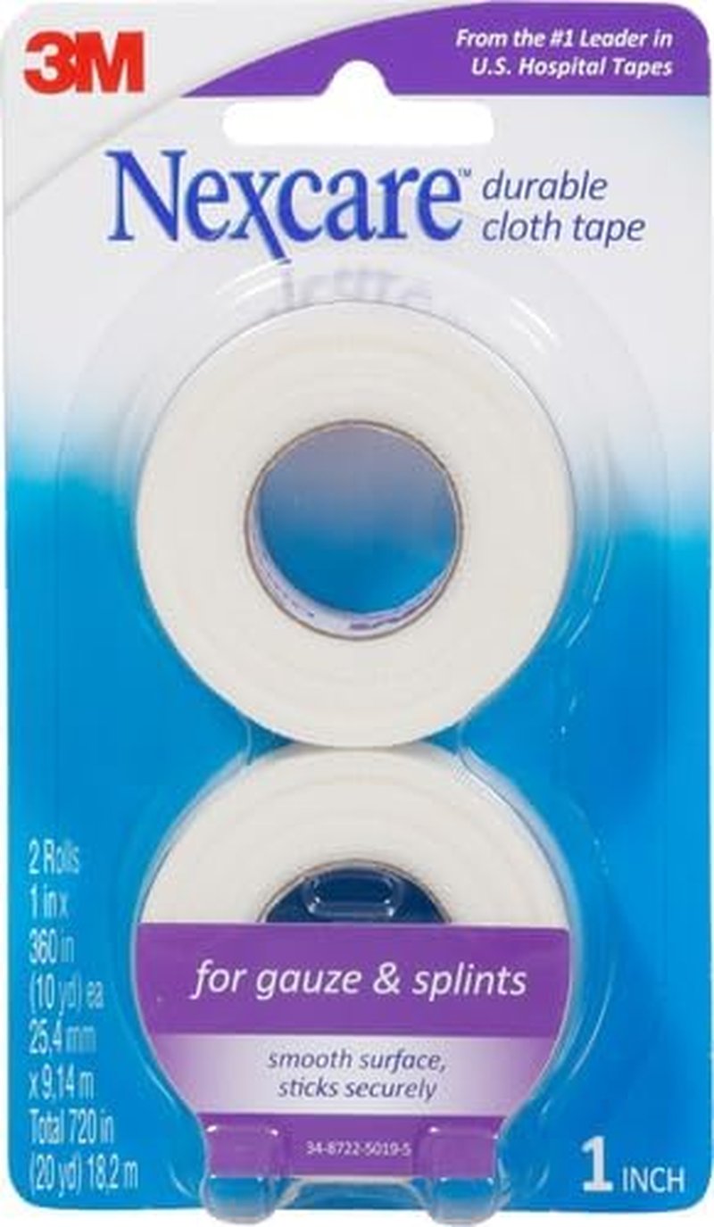 Nexcare Durable Cloth Tape - Woven Medical Tape for Bulky Wound Dressings | 1 In x 10 Yds, 2 Rolls