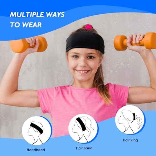 Sports Headbands for Kids, 5 Pack Moisture Wicking Sweatbands for Footable Soccer Baseball Running for Boys and Girls 5-15 Years Old