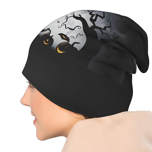 Funny Halloween Beanie Chemo Hat Cancer Headwear Knit Hats Baggy Slouchy Skull Cap for Women Men Gifts
