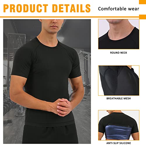 Sauna Suit Shirt for Men Weight Loss Exercise Workout Sauna Sweat Vest Waist Body Shaper Slimmer Trainer XXL