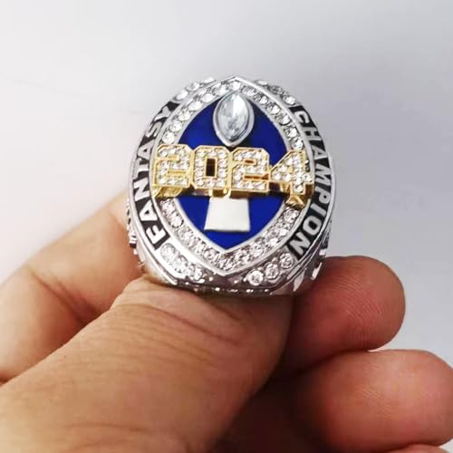 guancrown Fantasy Football Championship 2024 Ring Award Prize Sports Winner FFL Champion Ring (size 8, ring with box)