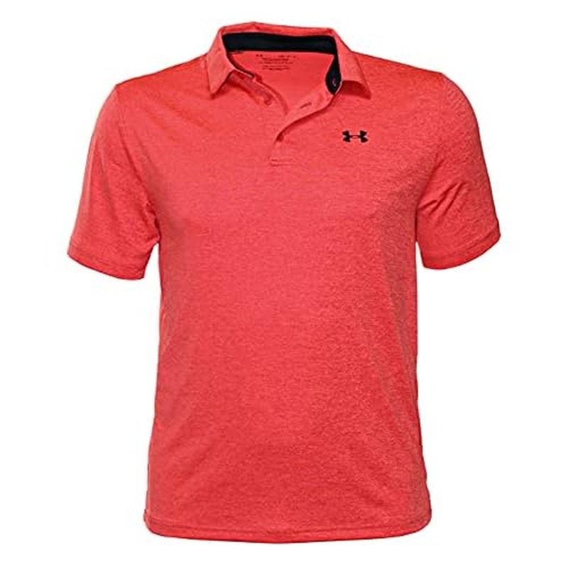 Under Armour Men's Play Off Heather Polo Shirt HeatGear Top 1351131 (Red Heather 608, Large)