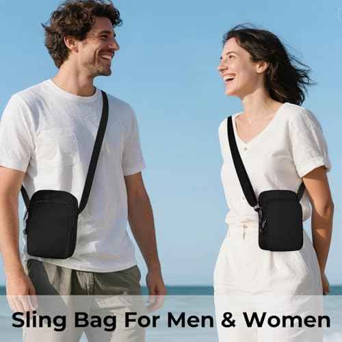 Crossbody Bag Sling Bag for Men Women Anti Theft RFID, Small Shoulder Chest Bags with Zipper Lock
