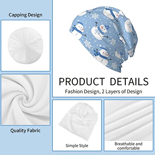 LAIPUTER Christmas Cute Snowman Beanie Standard Closed Chemo Knitted Hats Baggy Slouchy Skull Cap Cancer Headwear for Women Men