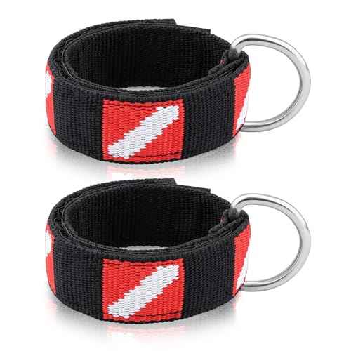 Scuba Diving Wrist Strap, Adjustable Wristband with Stainless Steel D Ring, Suitable for Scuba Dive Lights, Flashlights, Cameras, Compass, Dive Slates, for Scuba Divers and Snorkelers£¨2 Pack£©