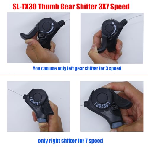 Bike Speed Shifter,3X7 Thumb Gear Shifters, One Pair TX-30 Lever and Set,Shift Lever,Transmission Bike Gear Shifter Accessories Outdoor Mountain Bicycle for Road Bike City Bike Mountain Bike