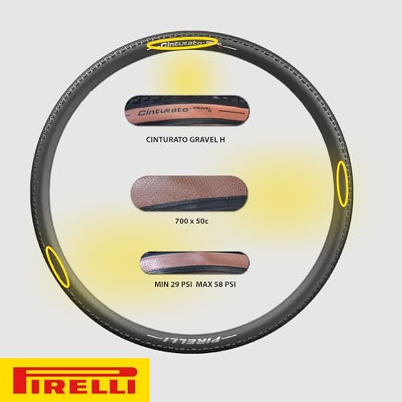 Pirelli Cinturato Gravel H Classic 50-622 (700 x 50c) Gravel Bike Tire - Gravel-Specific Design for Compact Terrain - SpeedGRIP Compound for Superior Grip in All Weather