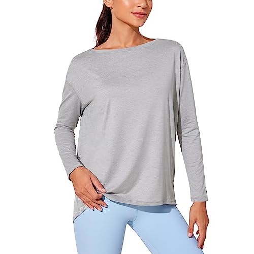 CRZ YOGA Womens UPF 50+ Lightweight Long Sleeve Workout Shirts Sun Protection Loose Quick Dry Hiking Tops Outdoor Fishing