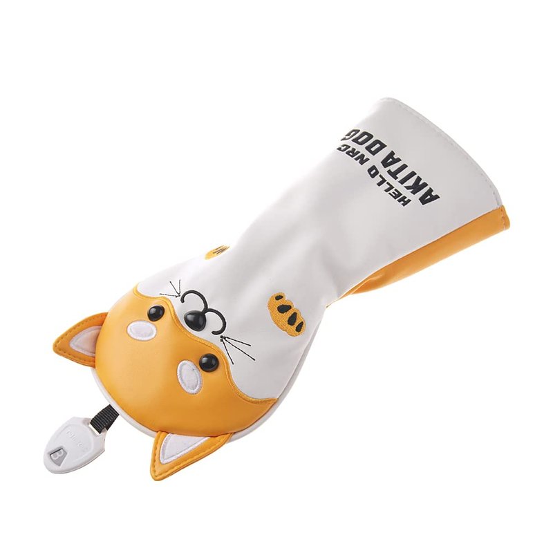 GOOACTION Golf Club Head Cover with Akita Dog Creative Cartoon Animal Pattern Synthetic Leather Yellow Golf Clubs Headcovers (B-Fairway Wood)