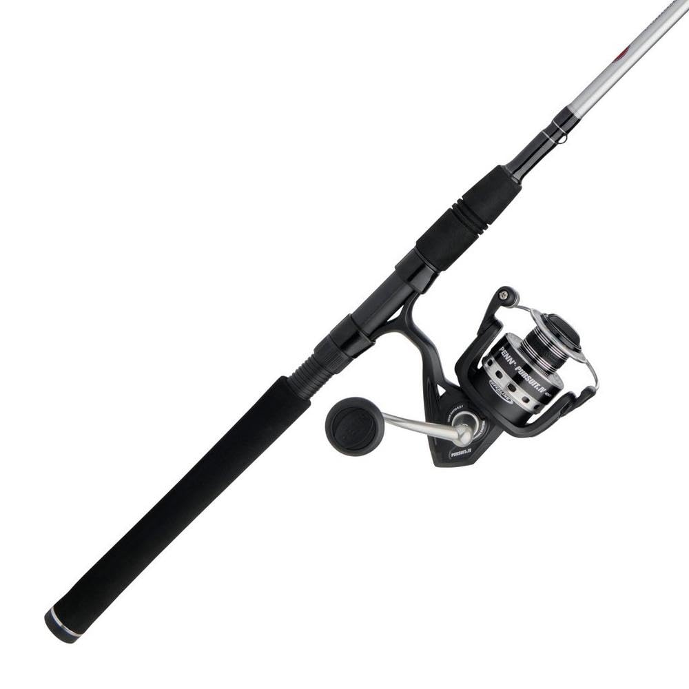 PENN 8’ Pursuit IV 2-Piece Fishing Rod and Reel (Size 4000) Surf Spinning Combos, 8’, 2 Graphite Composite Fishing Rod with 5 Reel, Durable and Lightweight, Black/Silver