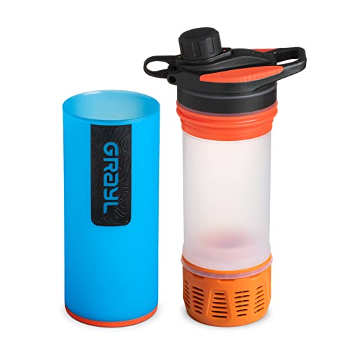 GRAYL GeoPress 24 oz Water Purifier Bottle - Filter for Hiking, Camping, Survival, Travel (Bali Blue)