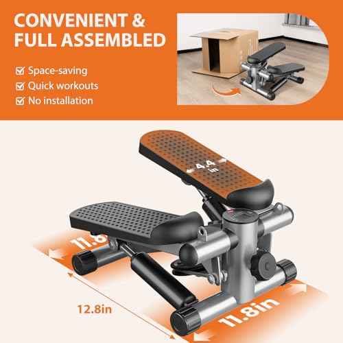 Sweetcrispy Mini Stair Steppers with Resistance Bands for Exercise at Home, Portable Exercise Twist Stepper Machine for Full Body Workout, 300LBS Capacity