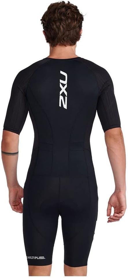 2XU Men's Trisuit - Aero Sleeved Front Zip Triathlon Suit for Enhanced Muscle Support | Size M-XL