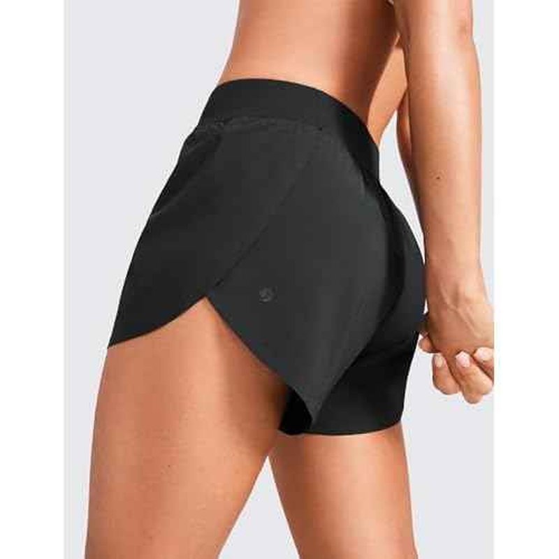 CRZ YOGA Mid Waisted Split Running Shorts for Women 4" - Comfy Mesh Liner for Workout Athletic Gym Track Quick Dry