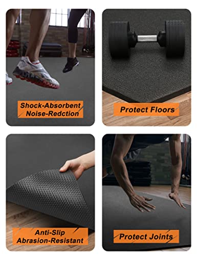 Large Workout Mat 12'x6'x7mm Exercise Mat for Home Gym Workout Flooring Mat All Purpose Fitness Mat Non-Slip Yoga Mat Cardio Mat for Weightlifting Jump Rope MMA Stretch Plyo Pilates HIIT Shoe-Friendly