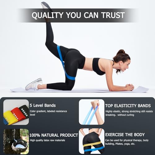 Professional Resistance Bands. Latex-Free, Work Out Bands, Stretch Bands for Working Out Women or Men, Exercise Bands Set for Physical Therapy (Colour Set (10 Pcs))