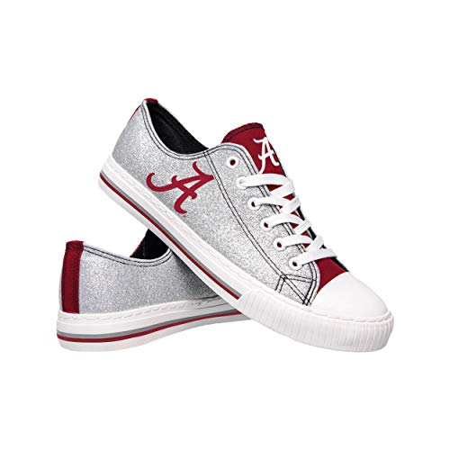 FOCO Alabama Crimson Tide NCAA Womens Glitter Low Top Canvas Shoes - 8