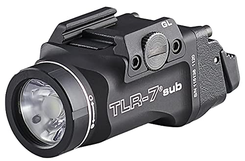 Streamlight 69400 TLR-7 Sub 500-Lumen Tactical Weapon Light Designed Exclusively and Solely for Railed Glock 43X Mos/48 Mos/43X Rail/48 Rail Handguns, Includes Mounting Kit with Key, Black