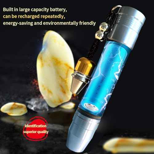 LED Rechargeable Three Light Source Jade and Jewelry Appraisal Flashlight, 365NM Ultraviolet Gemstone Jade Beeswax Detector, White, Yellow, and 365 Purple Light Multifunctional Flashlight.