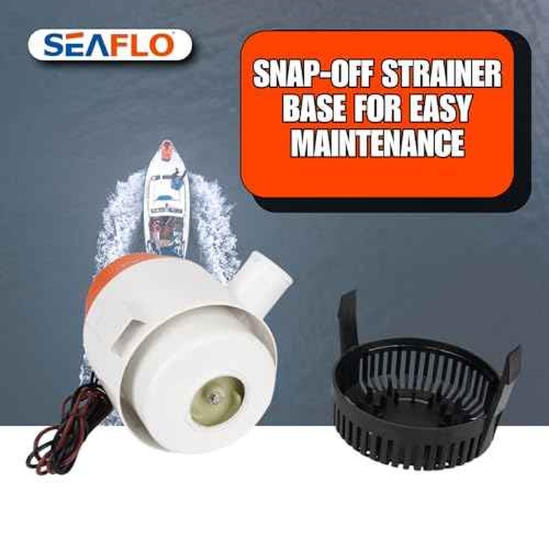SEAFLO 01 Series 4700 GPH Bilge Pump ? 12V, 2" Outlet, Marine Submersible Pump, Anti-Airlock Protection, Snap-Off Strainer Base, CE & RoHS Certified ? 4-Year Warranty