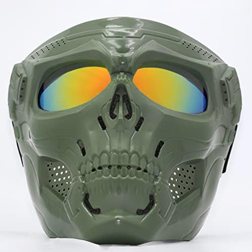 Airsoft Skull Full Face Protective Mask, Dual Mode Wear Design for Airsoft Paintball Outdoor Sport CS Game Adjustable Strap