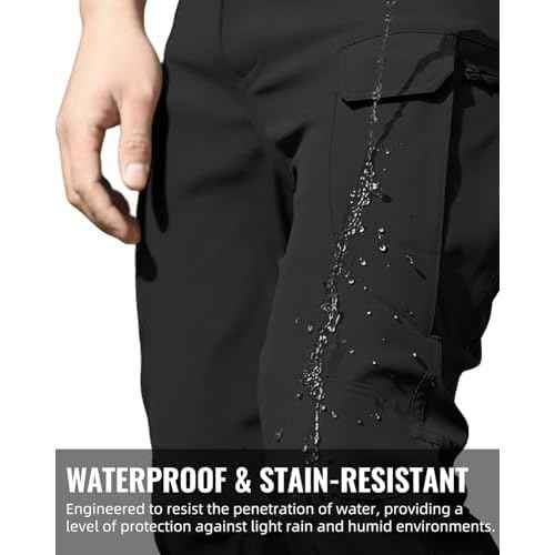 Men's Tactical Pants Stretch Waterproof Fabric Durable Cargo Pants for Hiking Casual Work Multi Pockets (No Belt)