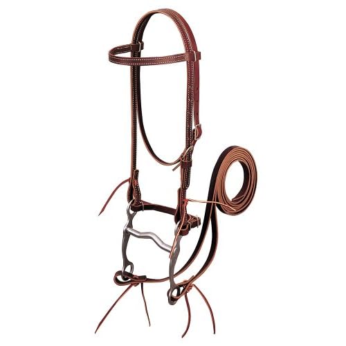 Weaver Leather Latigo Leather Browband Bridle with Single Cheek Buckle Burgundy, Horse