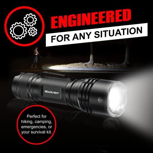 GearLight TAC LED Flashlight Pack - 2 Super Bright, Compact Tactical Flashlights with High Lumens for Outdoor Activity & Emergency Use - Gifts for Men & Women