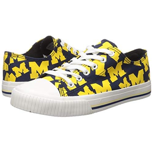 FOCO Michigan Wolverines NCAA Womens Low Top Repeat Print Canvas Shoes - 7