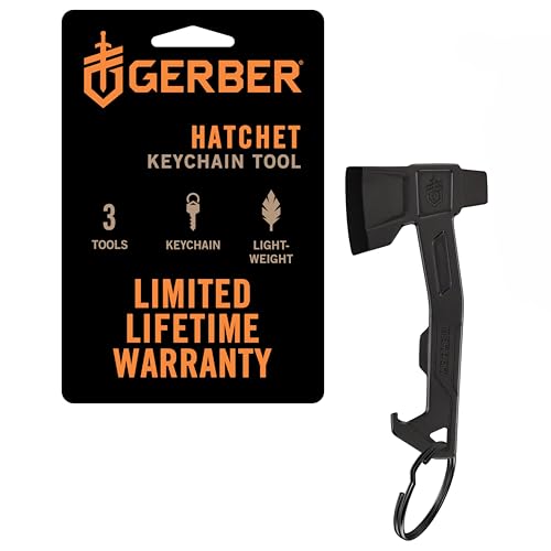 Gerber Gear Hatchet Keychain 3-in-1 Multitool, Clips to Pocket or Keychain with Bottle Opener, Flathead Driver, Package Opener, EDC Gear for Everyday Carry